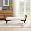 Banc de style Mid-Century avec pieds en bois de noyer, tissu chenille avec repose-pieds