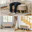 Banc de rangement avec repose-pieds, banc de lit rembourré en polaire Teddy avec pieds en bois et siège rembourré, banc d'entrée ovale moderne, beige-2052216609