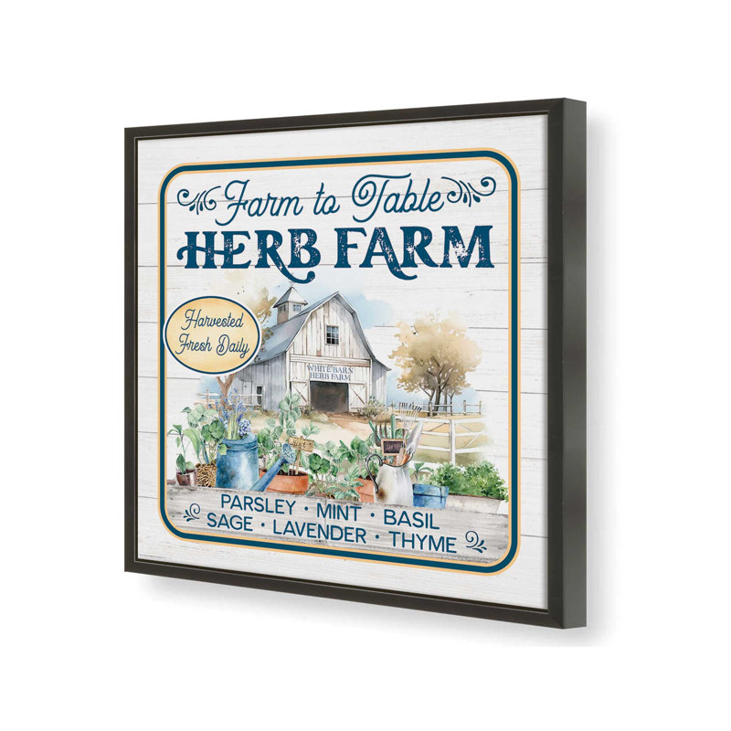 « De la ferme à  la table » – Ferme d'herbes aromatiques par Mollie B. – Reproduction, Noir, L 36 x H 36, Impression encadrée