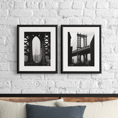 New York Crossing Black and White Photograph Print with Mounting Hardware