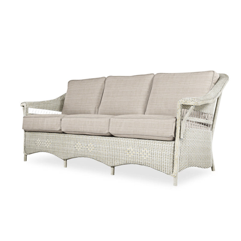 Nantucket Outdoor 3 - Seat Patio Sofa, Rollo Linen, Matte White