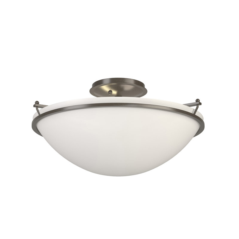 Plafonnier semi-encastré Simple Lines, Fumée foncée, Opale, H 7,1 po x l 14,5 po x P 14,5 po