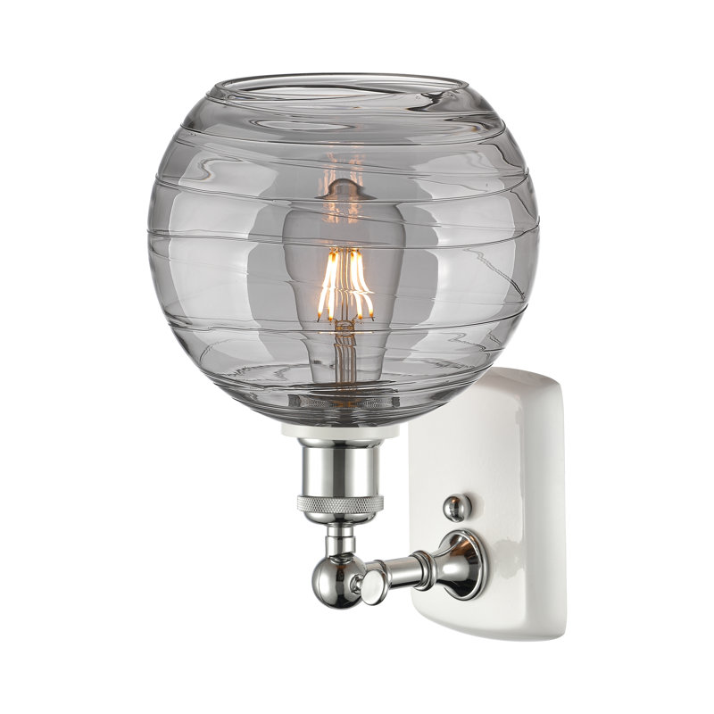 Luminaire suspendu sphère simple 1 lumière Metter 8SM, Chrome poli blanc