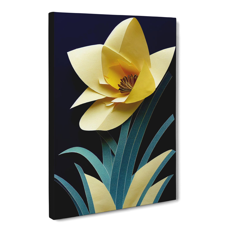 Daffodil Flower Torn Paper - Wrapped Canvas Print, 50cm H x 35cm W x 3cm D