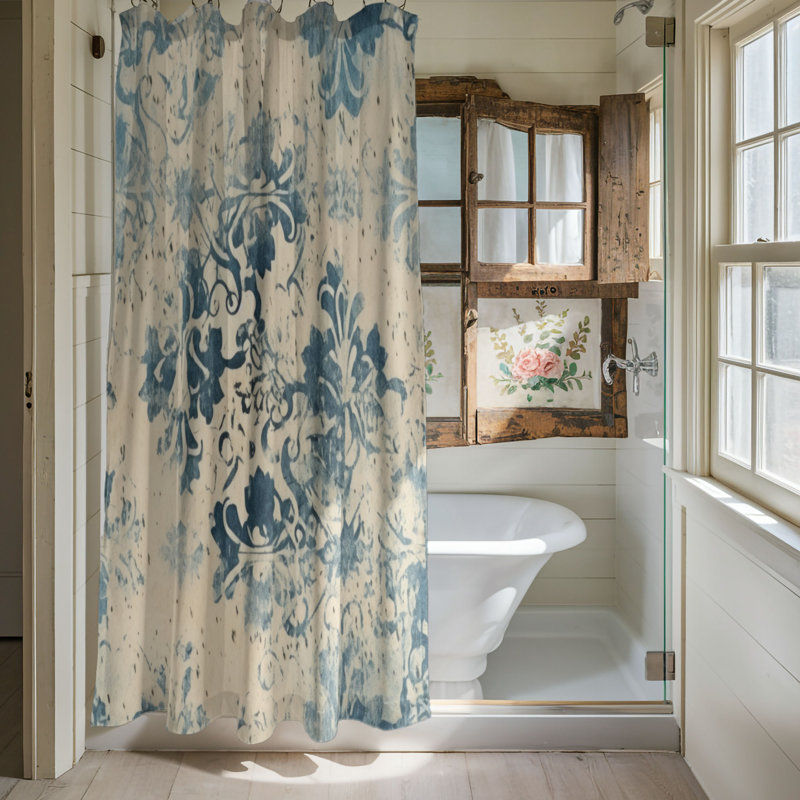 Old Tiles - Rideau de douche Premium, H 74 po x l 71 po