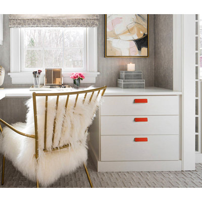 Orange Leather - Wrapped Rectangular Cabinet Pulls
