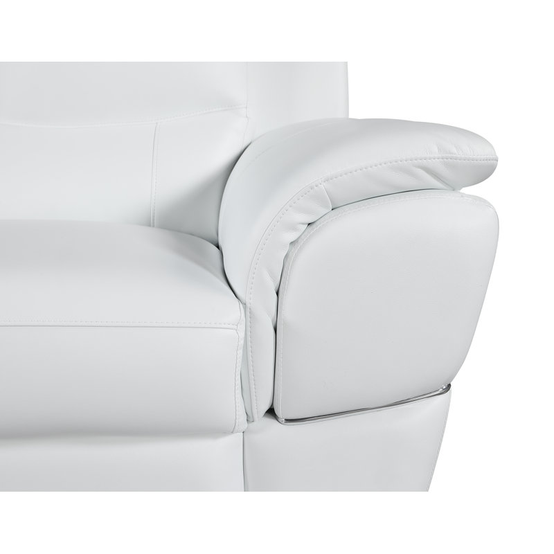 Causeuse en cuir véritable Dempsy, Blanc