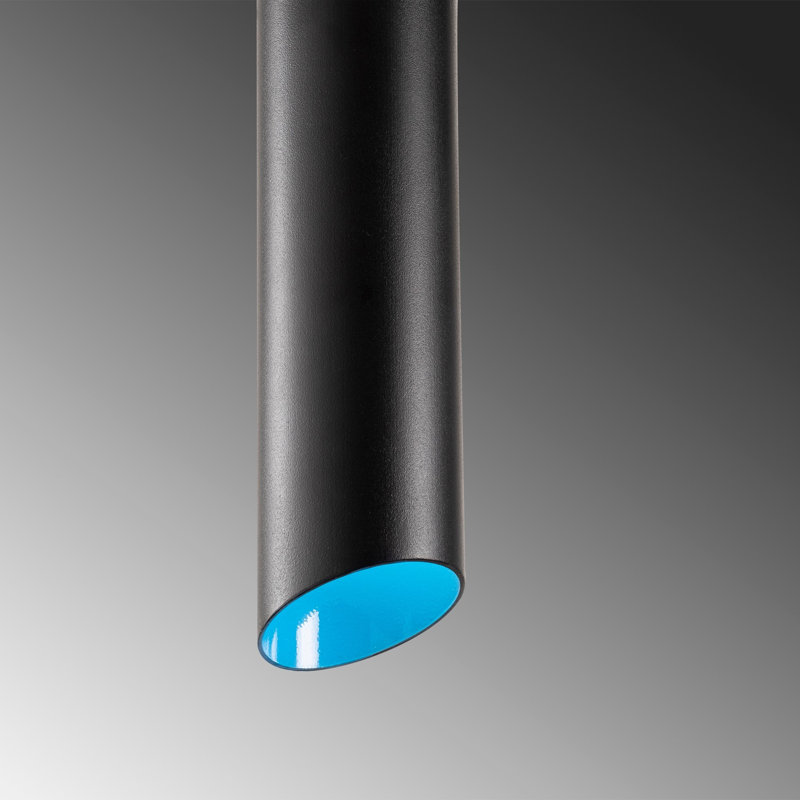 Luminaire suspendu pour îlot de cuisine 3 lumières Aidie, Noir / bleu