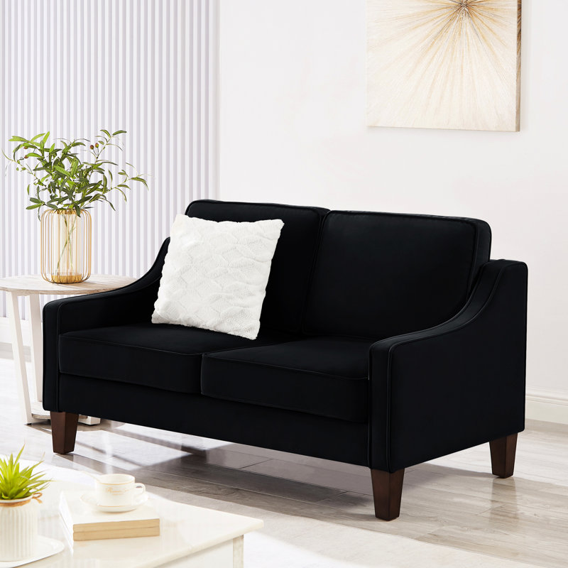 Élégant canapé rembourré avec tissu en velours et support en bois, 2, H 34,18 po x l 29,65 po x P 51,27 po