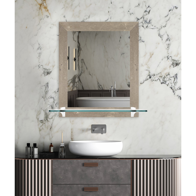 Beigenwald Flat Wall Mirror, Harvest Brown/White Bracket