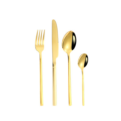 Ensemble de couverts 24 pièces en acier inoxydable avec revêtement en titane, avec couteaux, fourchettes et cuillères