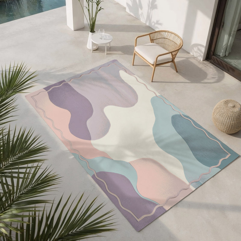 Aqua Glow Indoor And Outdoor Area Rug, Rectangle 5' x 7'