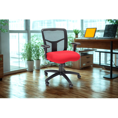 Chaise de bureau en Y avec dossier en filet et accoudoirs réglables, rouge