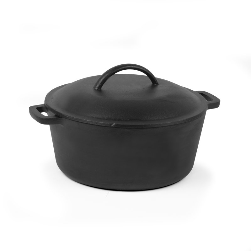CHCI Series COMMERCIAL CHEF 5 Quart Cast Iron Dutch Oven with Dome Lid & Handles, Preseasoned
