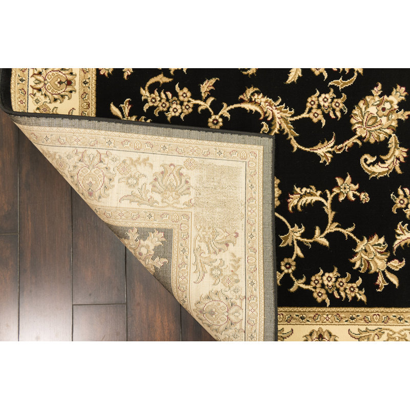 Noir/ivoire tapis Atterbury, Rectangle 6 pi 7 po x 9 pi 6 po