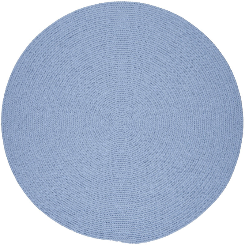 Tapis bleu clair tressé à la main Smyth, Rond 8 pi
