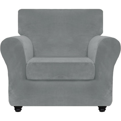 Suede Box Cushion Armchair Slipcover
