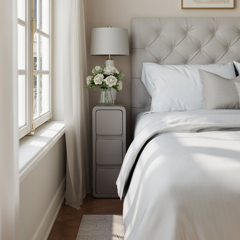 Table de chevet Annice - Table de chevet avec tiroirs, table de chevet avec surface en cuir pour chambre à coucher, 11.9"W