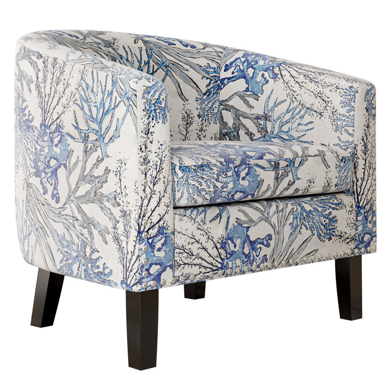 Anschultz Accent Barrel Chair, Armchair with Gold Nail Head Trim (Blue Coral)