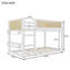 Lit superposé simple au-dessus d'un lit simple avec tablettes de rangement, lit superposé bas avec garde-corps en rotin-49947900