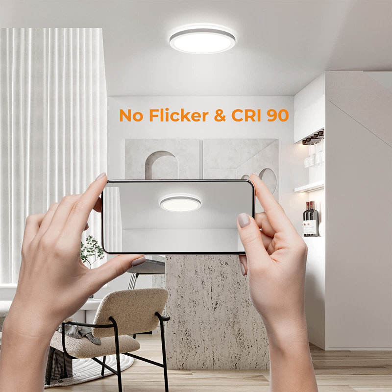 Plafonnier encastré DEL à DEL, luminaire câblé 9 pouces 18K 3000K / 4000K / 5000K 9 pouces, lampe ronde blanche ultra-mince pour porche de cuisine, couloir de chambre à coucher, escalier, sous-sol, paquet de 1 non réglable
