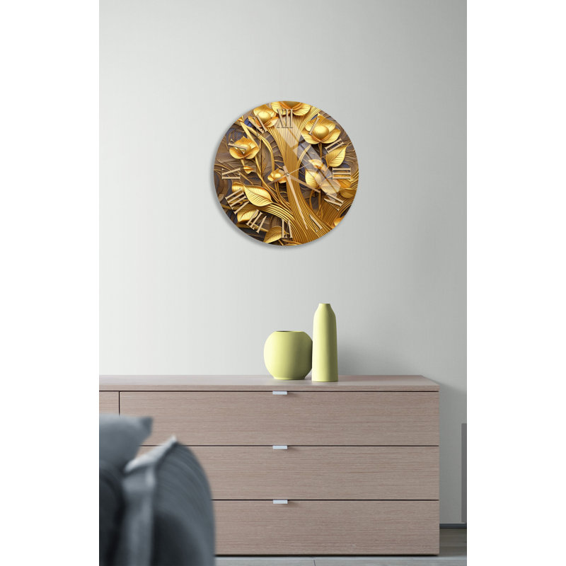 Horloge murale en verre trempé Luxe, Doré