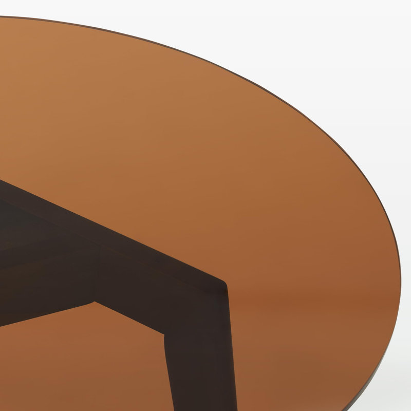 Plateau de table rond en verre trempé, Brun, L 24 po x l 24 po