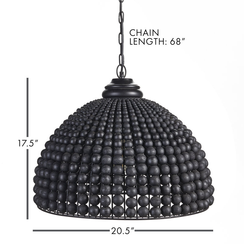 Luminaire suspendu en forme de dôme à 1 lumière avec accents en fer forgé Lindy