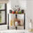 2-Tier Corner Shelf Stand, Industrial Corner Bookshelf With Metal Frame, Multipurpose Display Shelf And Countertop Organizer For Living Room, Kitchen, Bedroom And Office