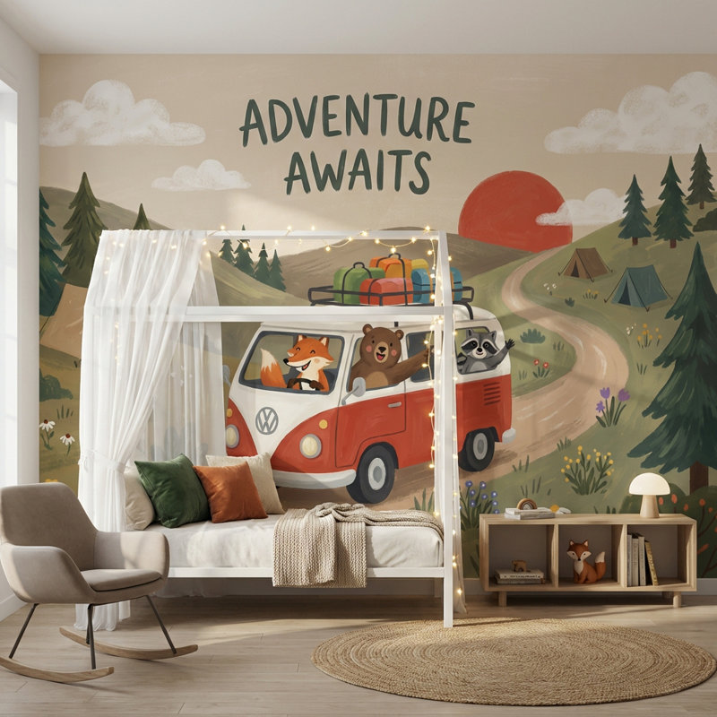 Décoration murale amovible Vintage, 100 po x 96 po, Peler et coller