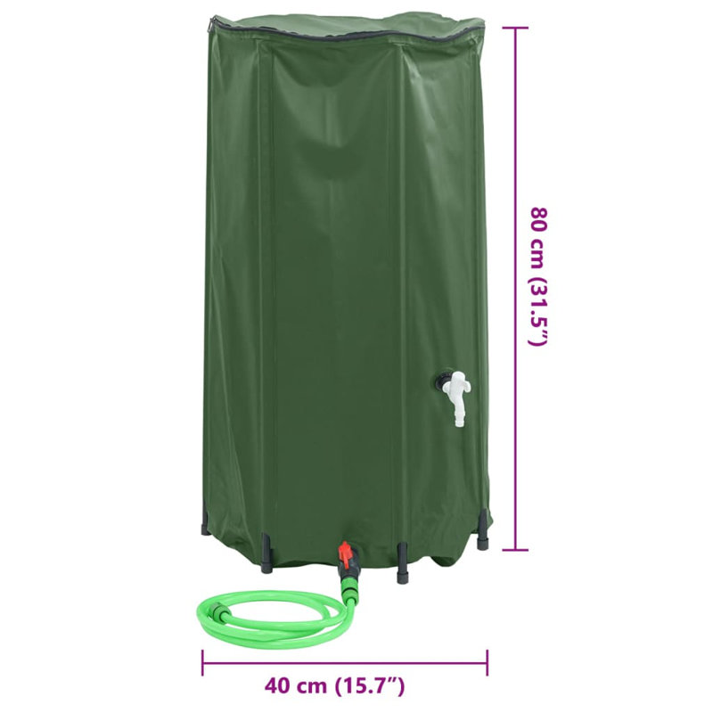 Dakota Fields Plastic Rain Barrel, 100 L, Green