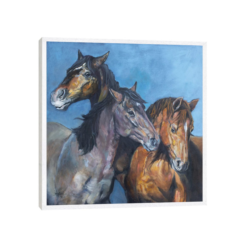 Tres Amigos by Jan Perley - Painting on Canvas, White Framed, 66.04 cm H x 66.04 cm W