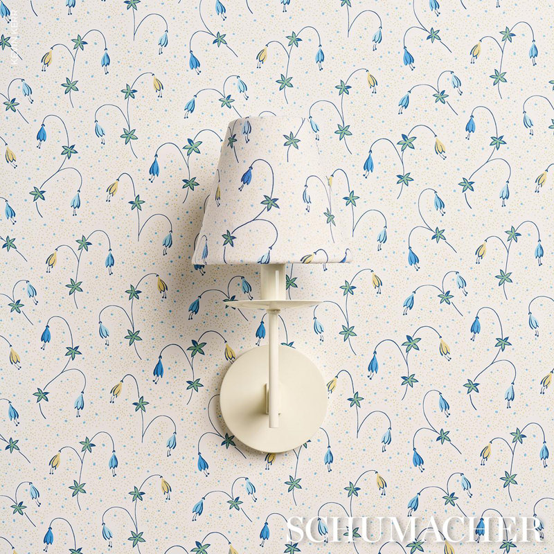 Tissu floral Lolly, Bleu