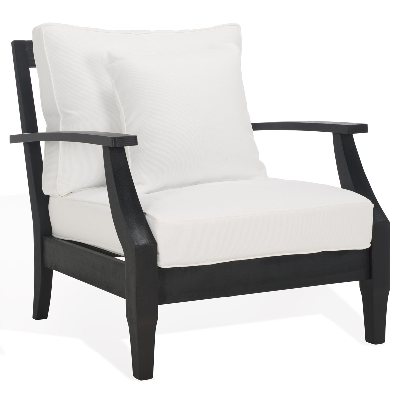 Samya Eucalyptus Patio Lounge Chair, Black, White
