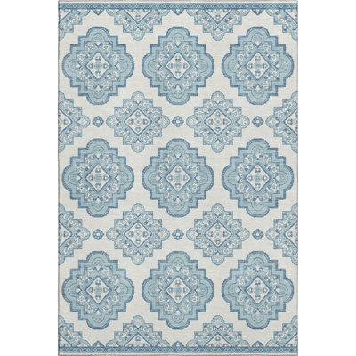 Tapis bleu sarcelle lavable à la machine Premium Prisco