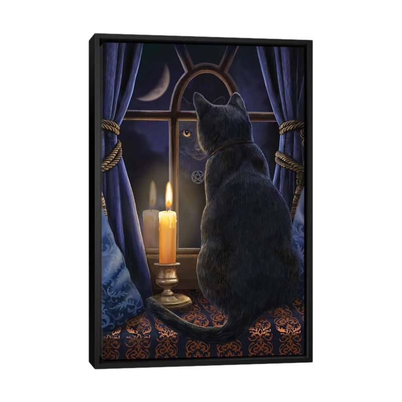 « minuit vigil », impression sur toile, H 26 po x l 18 po x P 1,5 po, Toile avec cadre noir, Pas de tapis