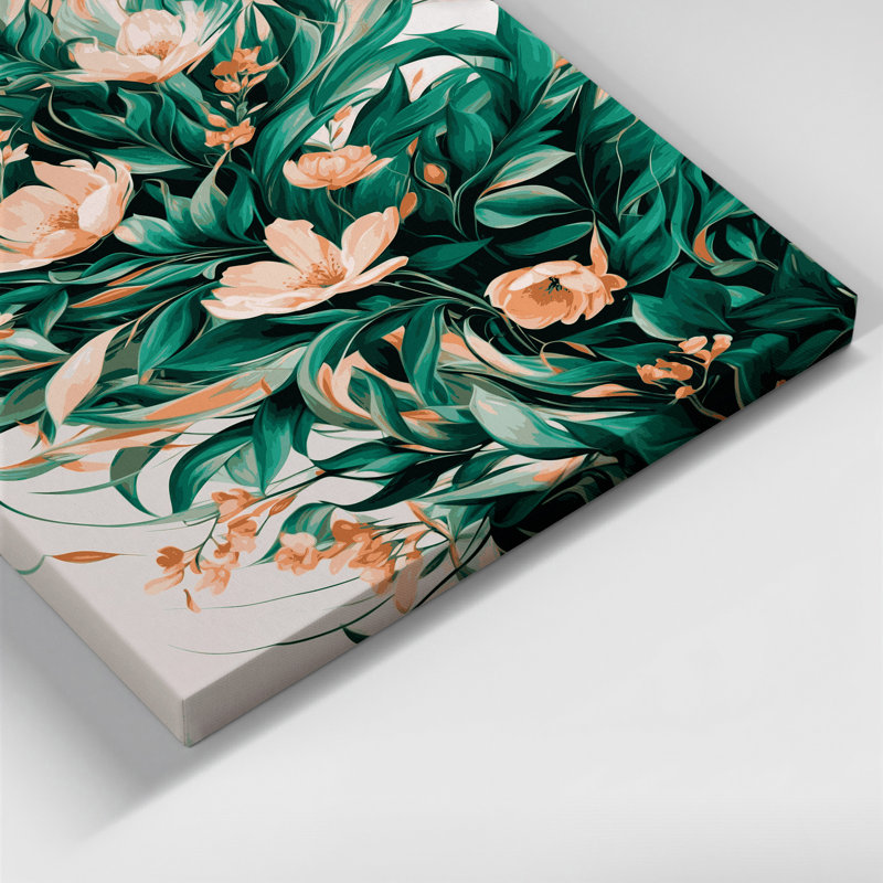"Abstract Florals 95", art mural sur toile beige, H 30 po x l 20 po