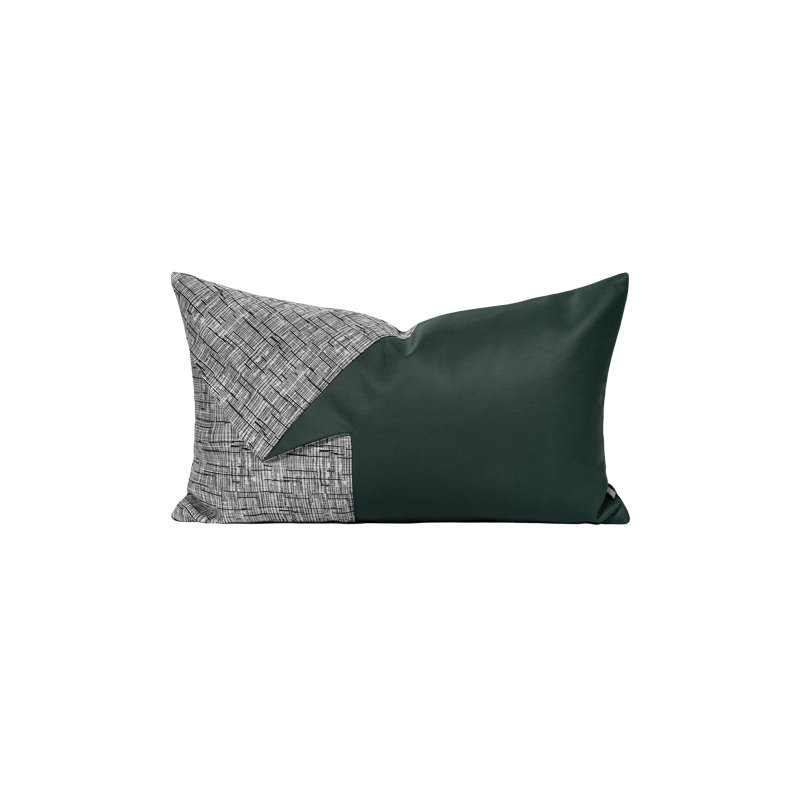 Housse de coussin lombaire avec insert 3D Patchwork Pleats - vert / gris 19,7 po x 11,8 po