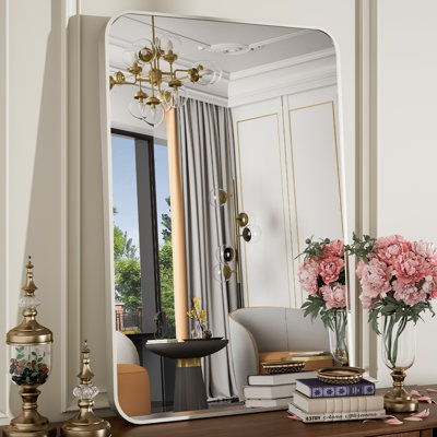 Tempered Glass and Aluminum Alloy Framed Rectangle Mounted Wall Mirror