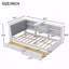 Cadre de lit plateforme simple en bois, tête de lit avec rangement, tablettes, 2 tiroirs-783501610