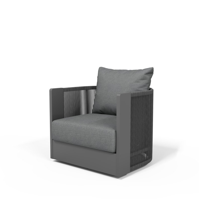 Chaise de patio d'extérieur pivotante avec coussins, Crème