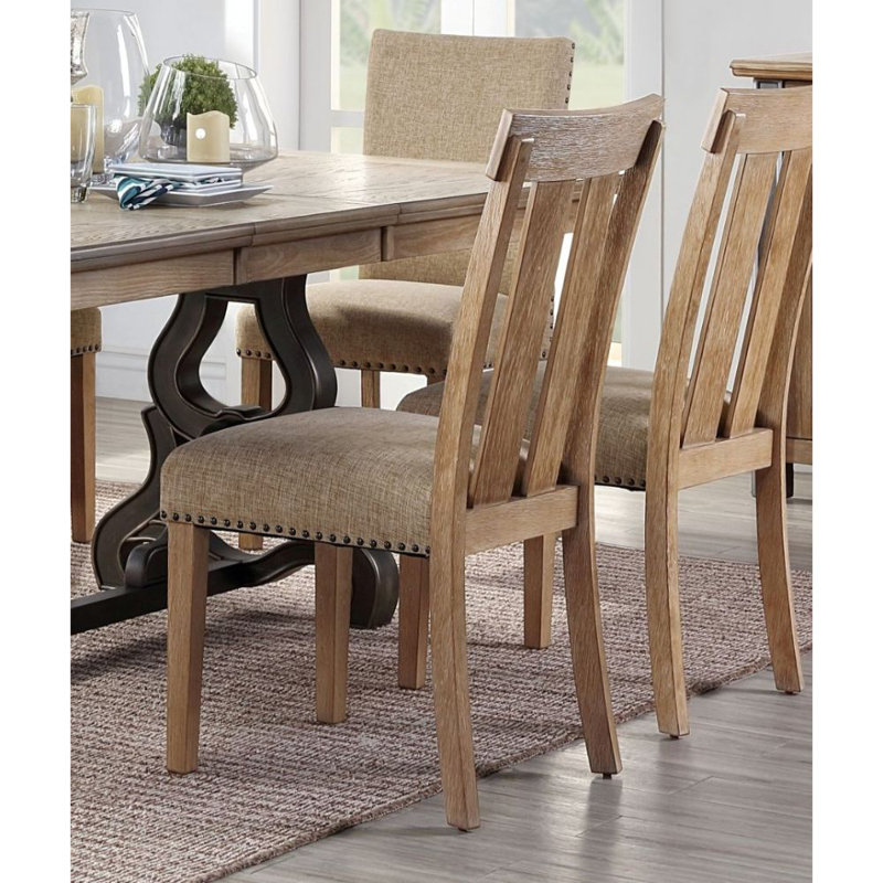 Maple Upholstered Slat Back Side Chair Set