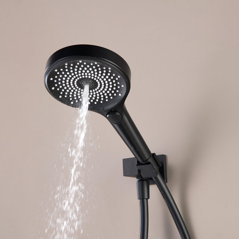 Thermostatic Rainfall Full Body Shower System, Temperature Display 2 Modes Rainfall Shower Head and 3 Modes Hand Shower with Rough-in Valve