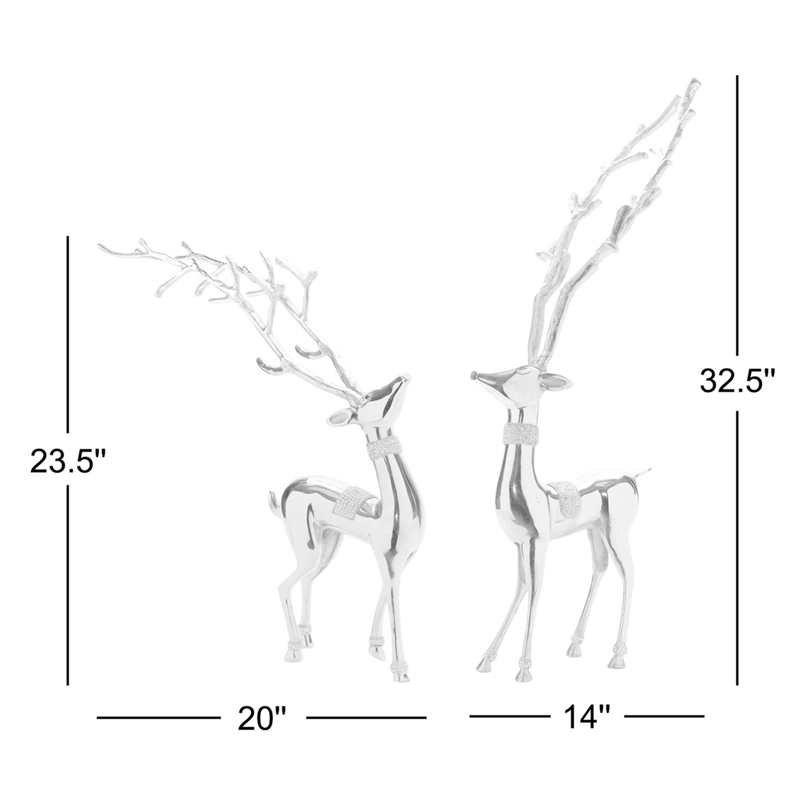 2-Piece Metal Deer Figurine Set