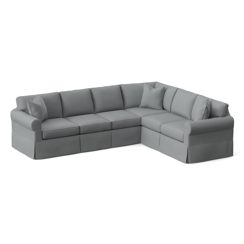 Bedford Upholstered Sectional, Light Blue Performance Fabric; 0851-55, Right Hand Facing