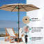 Parasol de patio en acier de 11 pi avec système de levage à manivelle et 6 parasols de table résistants et imperméables parfaits pour la piscine, la terrasse, la plage et le restaurant extérieur, beige-597736210