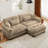 Over Size Modern Two-seater Sofa With Ottoman, Velvet 2-seater With Round Bolster Armrests,with Waist Pillow And Throw Pillows,small L Shape Sofa For Living Room, Reading Room , Loft And Bedroom-455673844