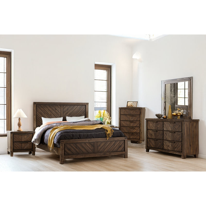 Issy Rustic Cherry Panel Bedroom Set, King