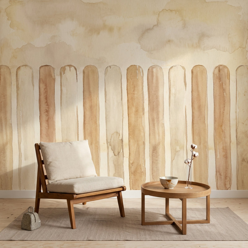 Décoration murale abstraite rayée à l'aquarelle, Non-Woven Nonpasted, 200 po x 120 po