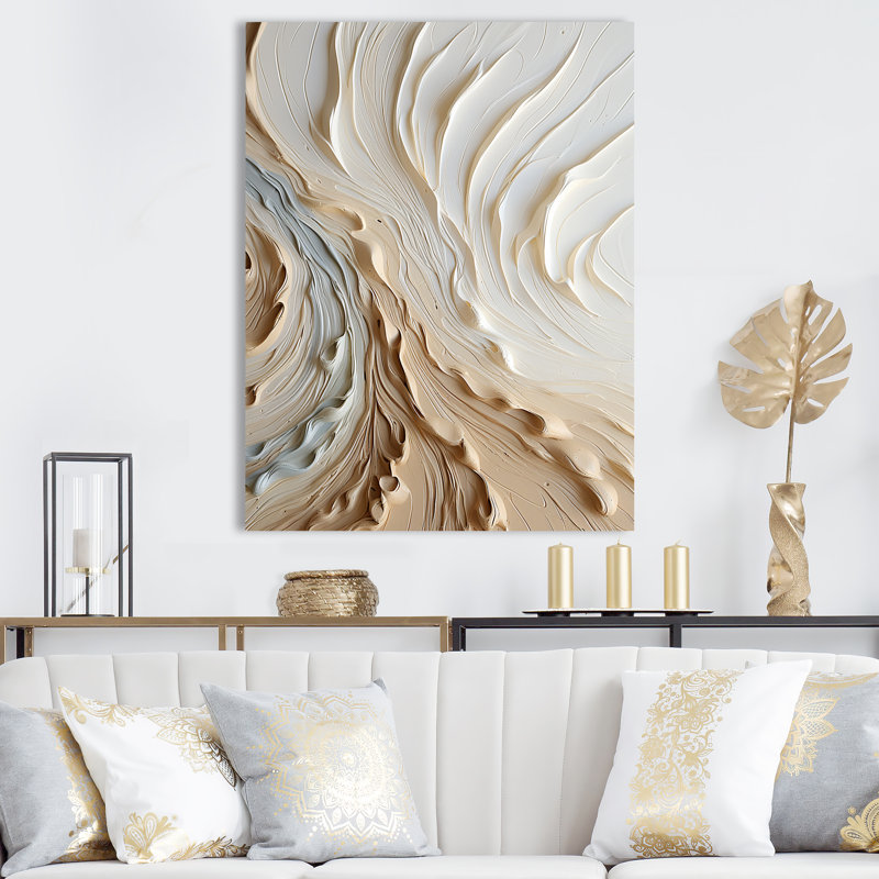 Reproduction d'art sur toile, blanc et or champagne III, Toile tendue, H 32 po x l 24 po x P 1 po